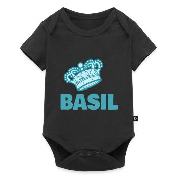Vorname Basil - Baby Premium Kurzarmbody - Schwarz - Vorne