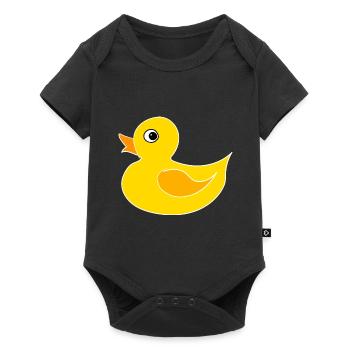 Ente Entchen Quietscheente Quak - Baby Premium Kurzarmbody - Schwarz - Vorne