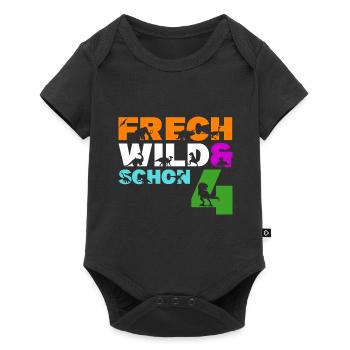 Frech Wild & schon 4 - 4. Geburtstag 4 Jahre alt - Baby Premium Kurzarmbody - Schwarz - Vorne