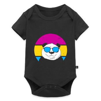 Pan Panda mit Pansexueller Flagge - Baby Premium Kurzarmbody - Schwarz - Vorne