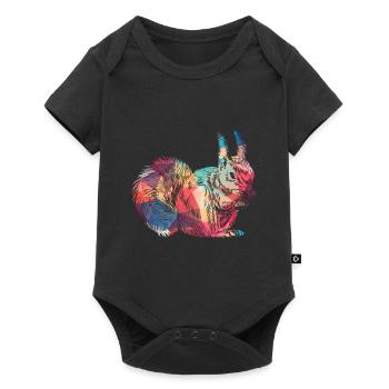 Écureuil coloré Art Retro Rongeur - Body à manches courtes Premium Bébé - noir - Devant