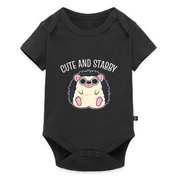 Netter Igel Tierpfleger - Baby Premium Kurzarmbody - Schwarz - Vorne