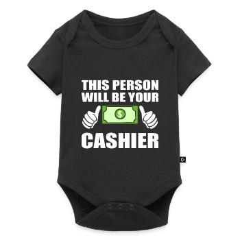 Lustiger Kassierer Einzelhandelsarbeiter - Baby Premium Kurzarmbody - Schwarz - Vorne