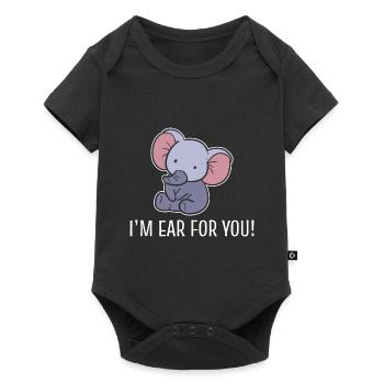Elefant -Wortspiele Zookeeper - Baby Premium Kurzarmbody - Schwarz - Vorne