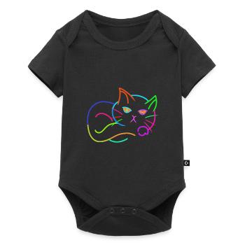 arc en ciel, chat, coloré, coloré, enfants - Body à manches courtes Premium Bébé - noir - Devant