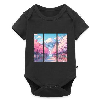 Japanese Cherry Blossom Route - Baby Premium short-sleeve bodysuit - black - Front