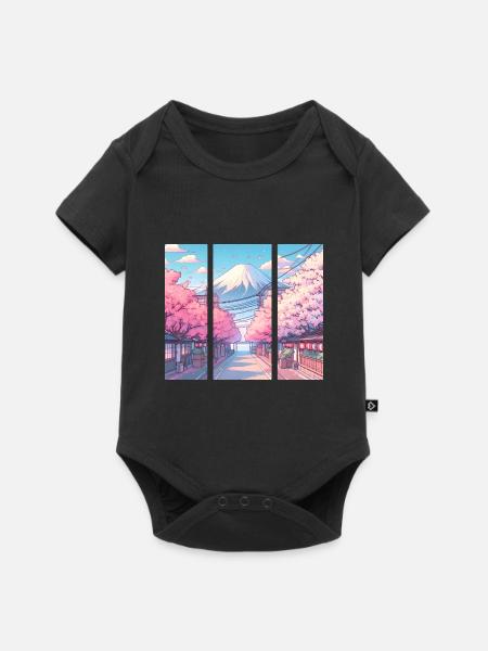 Japanische Kirschblütenstraße - Baby Premium Kurzarmbody - Schwarz