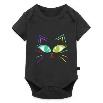Chats Chat Chat Visage Rétro Années 80 Années 90 - Body à manches courtes Premium Bébé - noir - Devant