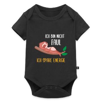 Ich bin Nicht Faul Ich Spare Energie Faultier - Baby Premium Kurzarmbody - Schwarz - Vorne