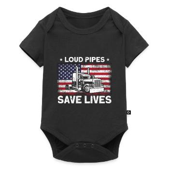 Trucker Fernfahrer Sattelzug Geschenk - Baby Premium Kurzarmbody - Schwarz - Vorne