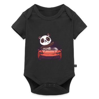 Car Racing Cute Kawaii Racecar Funny Panda Lover - Baby Premium short-sleeve bodysuit - black - Front