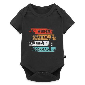 Werfen Warten Kurbeln Nochmal Angler - Baby Premium Kurzarmbody - Schwarz - Vorne