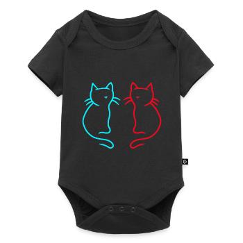 80's 90's Retro Vintage Cat Cats - Baby Premium short-sleeve bodysuit - black - Front