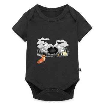 Fox Nature Tent Mountain Campfire Mountains Nature - Baby Premium short-sleeve bodysuit - black - Front