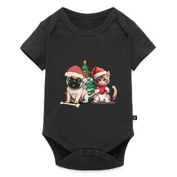 Pets Santa Santa Christmas Dog Cat - Baby Premium short-sleeve bodysuit - black - Front