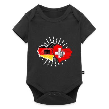 Deutschland Schweiz Herzen Länderspiel Fußball - Baby Premium Kurzarmbody - Schwarz - Vorne