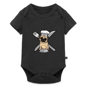 Mops Leben Hund Hunde hungrig kochen - Baby Premium Kurzarmbody - Schwarz - Vorne
