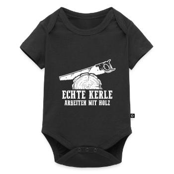 Echte Kerle Arbeiten mit Holz - Baby Premium Kurzarmbody - Schwarz - Vorne