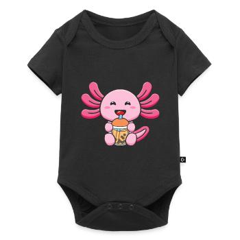 Bubble Milk Tea Axolotl Drinking Boba Tea - Baby Premium short-sleeve bodysuit - black - Front