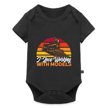 Trains miniatures Voyage en train cadeau - Body à manches courtes Premium Bébé - noir - Devant