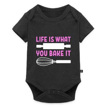 Life Is What You Bake It Bäcker - Baby Premium Kurzarmbody - Schwarz - Vorne