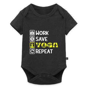 Work, Save, Yoga, Repeat - Yoga Saying - Baby Premium short-sleeve bodysuit - black - Front