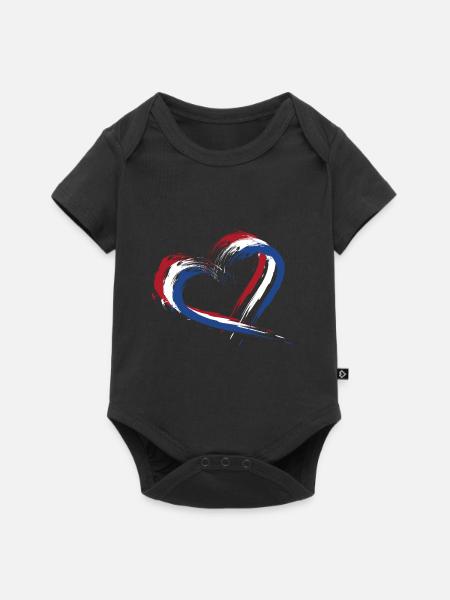 Vlag van Nederland vlag kleuren hart - Premium babyrompertje met korte mouwen  - zwart