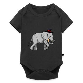 Elephant Peanut Hat Gentleman Fantasy Mister Dick - Baby Premium short-sleeve bodysuit - black - Front
