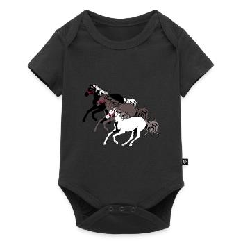 Chevaux sauvages Troupeau Cheval Galop Cheval Course Poney - Body à manches courtes Premium Bébé - noir - Devant