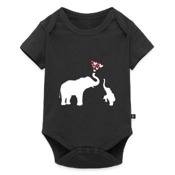 Mignon Éléphant Maman Coeur Enfants Famille Maman - Body à manches courtes Premium Bébé - noir - Devant