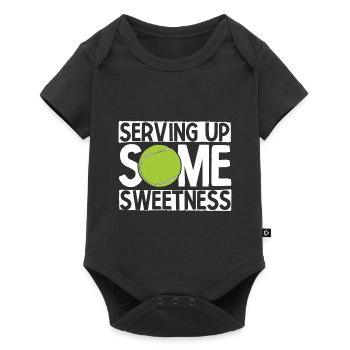 Tennisplatz Spruch Für Tennis - Baby Premium Kurzarmbody - Schwarz - Vorne