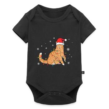 Chat Noël - Body à manches courtes Premium Bébé - noir - Devant