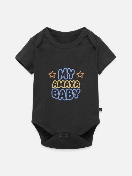 Vorname Amaya - Baby Premium Kurzarmbody - Schwarz