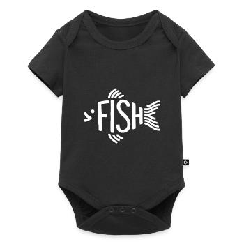 Os de poisson, squelette, pêche à chevrons - Body à manches courtes Premium Bébé - noir - Devant