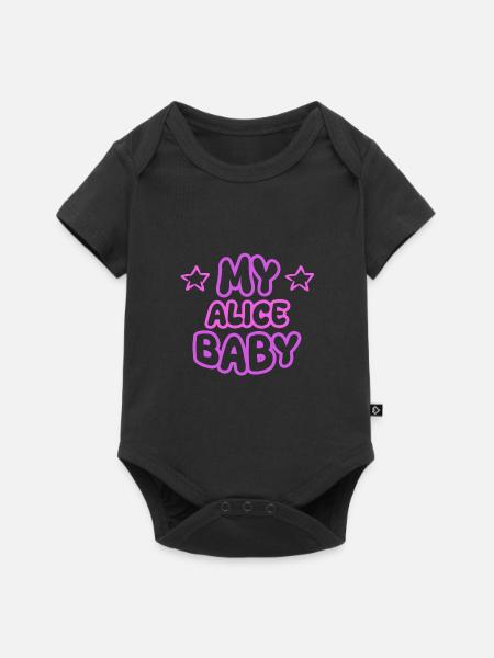 Vorname Alice - Baby Premium Kurzarmbody - Schwarz
