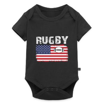 Vintage American Rugby Shirt - Baby Premium Kurzarmbody - Schwarz - Vorne