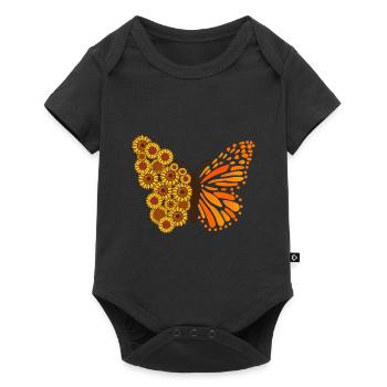 Floral Butterfly Sunflower Sweet Flower - Baby Premium short-sleeve bodysuit - black - Front
