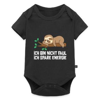 Ich bin Nicht Faul Ich Spare Energie Faultier - Baby Premium Kurzarmbody - Schwarz - Vorne