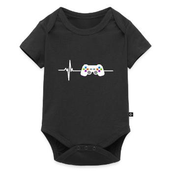 Gamer Heartbeat Gamecontroller für Nerdy Gamer - Baby Premium Kurzarmbody - Schwarz - Vorne