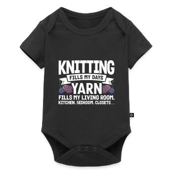 Garn stricken Stricken Quilten Geschenk - Baby Premium Kurzarmbody - Schwarz - Vorne