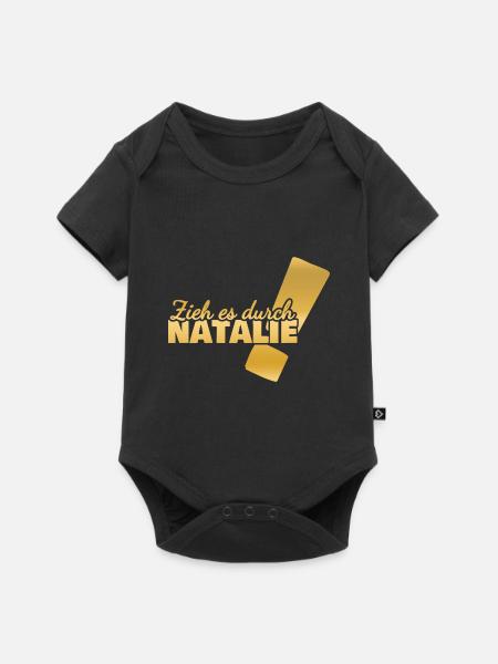 Vorname Natalie - Baby Premium Kurzarmbody - Schwarz