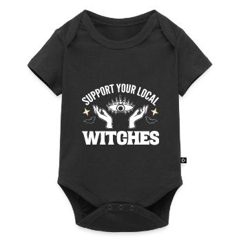 Support Your Local Witches Tarotkartenleser - Baby Premium Kurzarmbody - Schwarz - Vorne