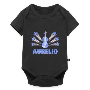 Aurelio als Musikinstrument - Baby Premium Kurzarmbody - Schwarz - Vorne