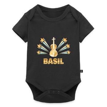 Geschenk für Basil - Baby Premium Kurzarmbody - Schwarz - Vorne