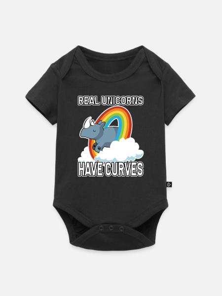 Wahre Einhörner haben Kurven - Baby Premium Kurzarmbody - Schwarz