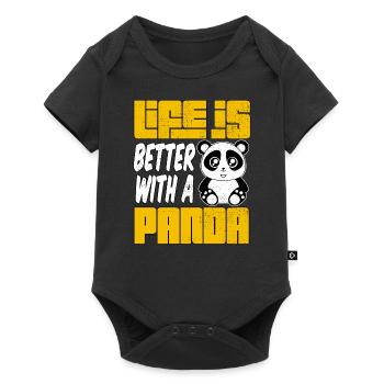 Panda Baby Gift Cute bear for cuddling - Baby Premium short-sleeve bodysuit - black - Front