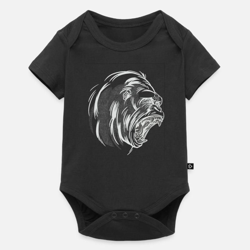 Gorilla Kopf Schrei - Baby Premium Kurzarmbody - Schwarz