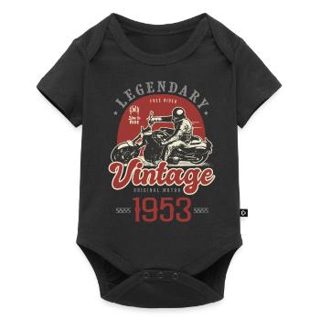 1953 Anniversary 70 Years Vintage Biker Motorcycle - Baby Premium short-sleeve bodysuit - black - Front