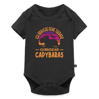 Ich Brauche Keine Therapie Brauche Nur Capybaras - Baby Premium Kurzarmbody - Schwarz - Vorne