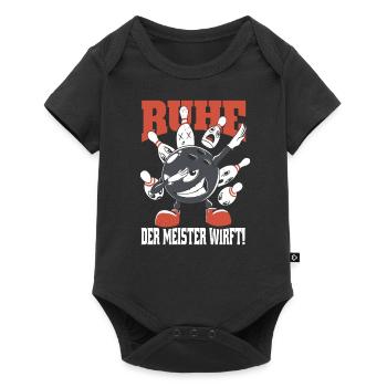 Bowling Mitgebsel Spieler Ruhe Der Meister Wirft - Baby Premium Kurzarmbody - Schwarz - Vorne